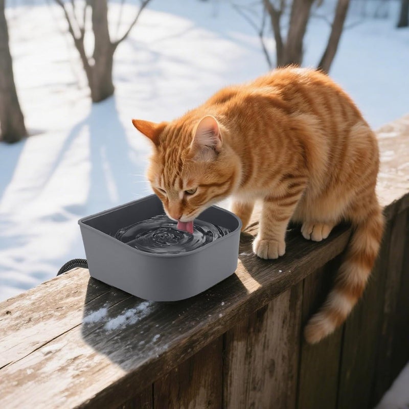 Billionchains Hanging Heated Water Bowl for Cats/Rabbits/Chicken/Dogs, 34 OZ Thermal-Bowl Heated Small Water Dish for Outdoor Animals Hang on Cage - Image 1
